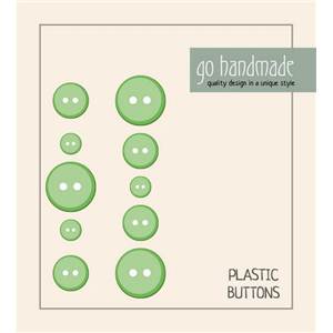 CARTE 10 BOUTONS PLASTIQUE ASSORTIS 9-11-13 MM - VERT