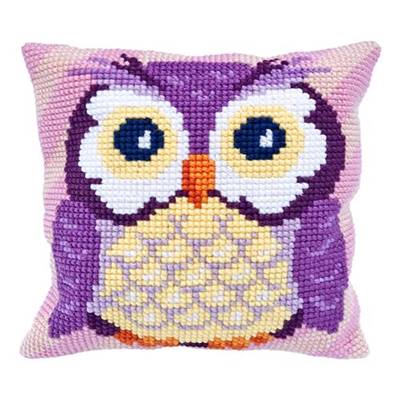 COUSSIN POINT DE CROIX LADYBIRD - HIBOU - 40 X 40 CM