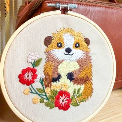 KIT BRODERIE AVEC TAMBOUR 15 CM - AMI DU JARDIN