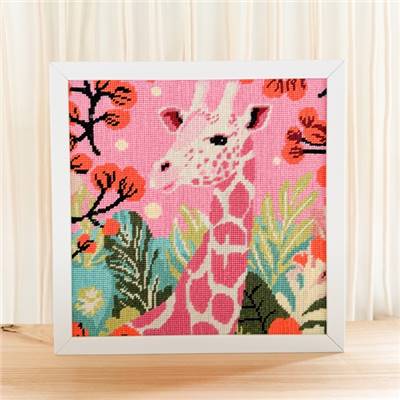 CANEVAS IMPRIME BLANC - DESSIN 30 X 30 CM - GIRAFE POP