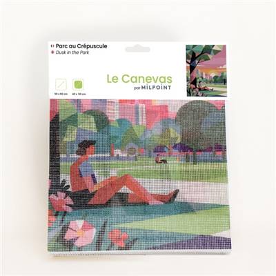 CANEVAS IMPRIME BLANC - DESSIN 40 X 50 CM - PARC AU CREPUSCULE