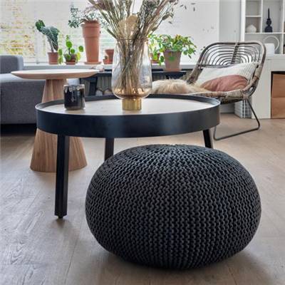 KIT POUF AU TRICOT ET AU CROCHET HOOOKED - ANTHRACITE