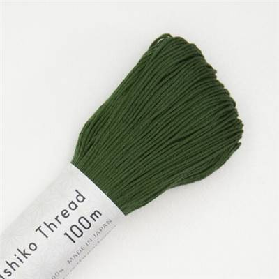 FIL SASHIKO UNI - COL 129 - VERT BOUTEILLE - LOT DE 3 ECH. DE 100 M