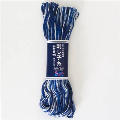 FIL SASHIKO MULTICOLORE - COL 151 - BLEU - LOT DE 3 ECH. DE 100 M