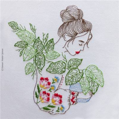 MONSTERA MONKEY LADY-KIT BRODERIE 21X21CM-TAMBOUR NON INCLUS-TAMAR NY