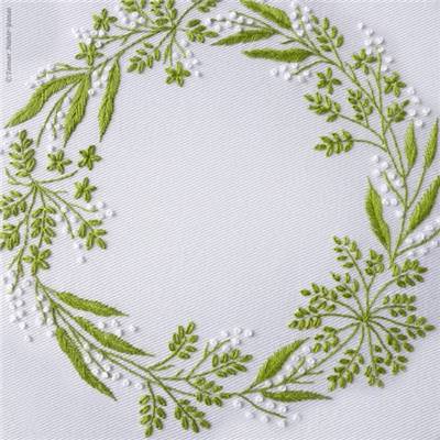 GREEN & WHITE WREATH - KIT BRODERIE 21X21CM - TAMBOUR NON INCLUS