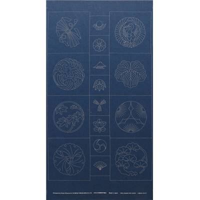 TISSU TSUMUGI B2008 BLEU IMPRIME -PANNEAU 61X108 CM -MINI 9 PANNEAUX