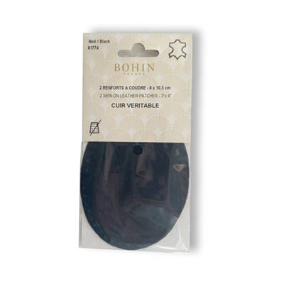 2 RENFORTS CUIR A COUDRE 8 X 10.5 TABAC NOIR