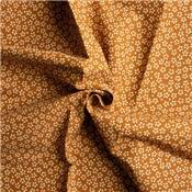 COUPON TISSU 50X55 JAP FLEURS FOND MOUTARDE