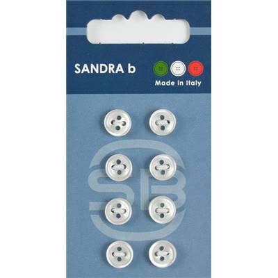 Carte 8 boutons chemise polyester Tokyo - 9 mm - Blanc