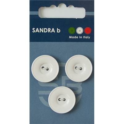 Carte 3 boutons plastique 2 trous - 20,5 mm - Blanc