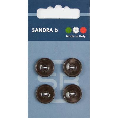 Carte 4 boutons plastique 2 trous - 15 mm - Marron foncé