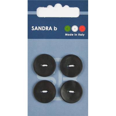 Carte 4 boutons nylon classique avec trous - 18 mm - Noir