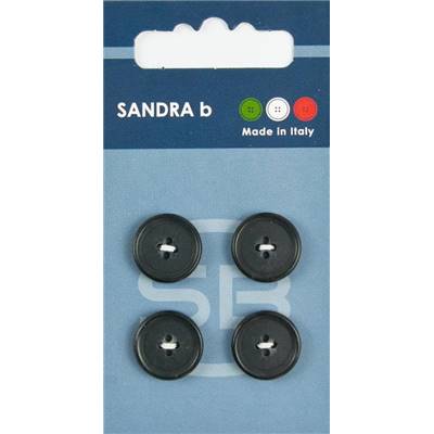 Carte 4 boutons polyester avec trous - 15 mm - Gris foncé