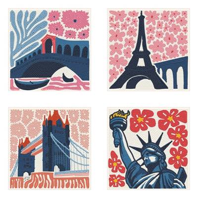 KIT BRODERIE DIAMANT MINI DOTZ - MONUMENTS HISTORIQUES -PACK DE 4 