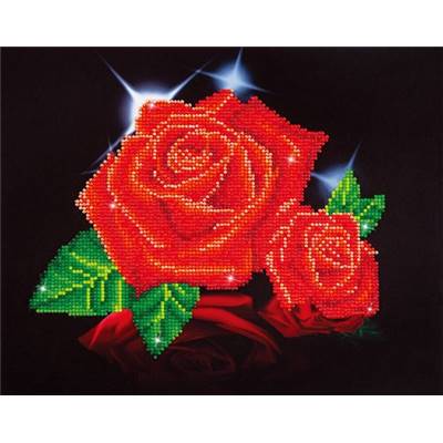 KIT BRODERIE DIAMANT - ROSES ROUGES 