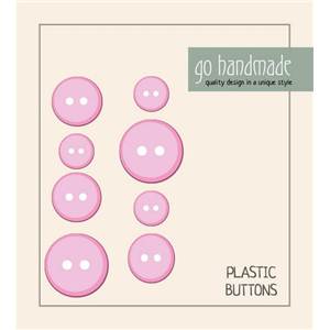 CARTE 8 BOUTONS PLASTIQUE ASSORTIS 11-15-20 MM - ROSE