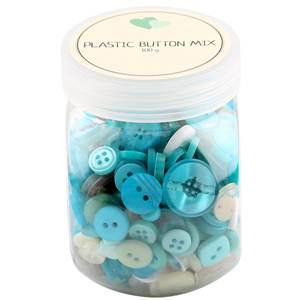 BOITE DE BOUTONS PLASTIQUE ASSORTIS - 100 G - BLEU