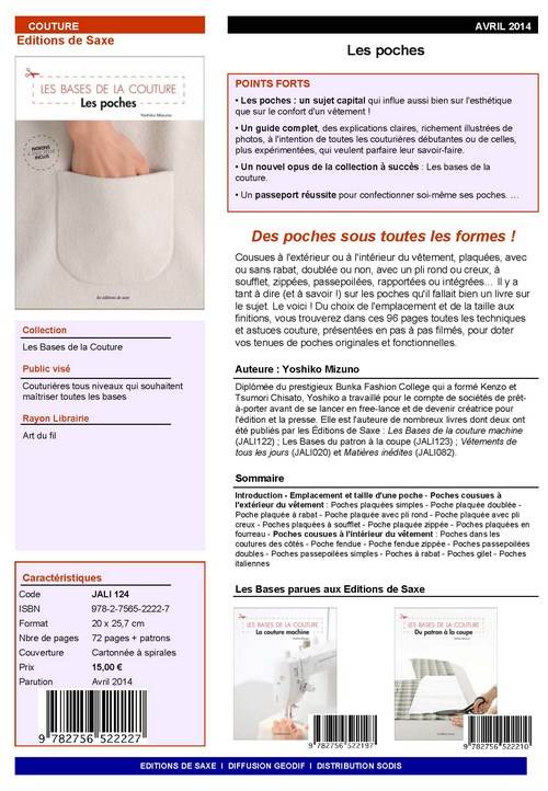 Les Bases De La Couture Les Poches - 