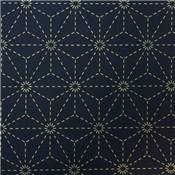 TISSU SASHIKO IMPRIME - 110 CM - COTON - MINI 5 M - COL 3 MARINE