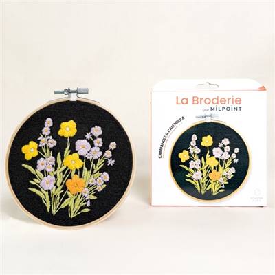 KIT BRODERIE AVEC TAMBOUR 15 CM - CAMPANULE & CALENDULA