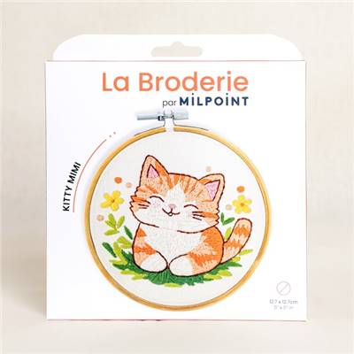 KIT BRODERIE AVEC TAMBOUR 15 CM - KITTY MIMI