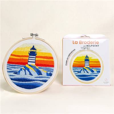 KIT BRODERIE AVEC TAMBOUR 15 CM - PHARE AU CREPUSCULE