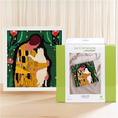 KIT CANEVAS COMPLET - DESSIN 30 X 30 CM - LE BAISER FELIN