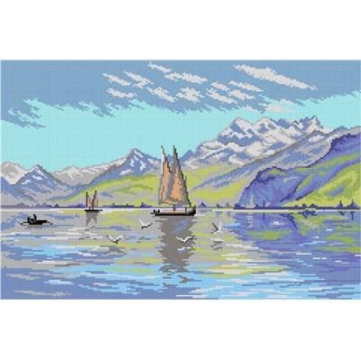 CANEVAS BLANC - SUR LE LAC - 40 X 60 CM