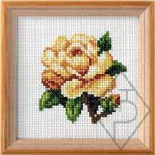 KIT PT DE CROIX IMPRIMEE 11 X 11 CM - LA ROSE JAUNE