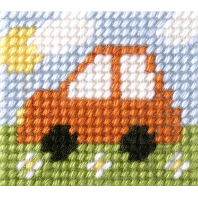 KIT DEMI-POINT ENFANT 11 X 13 CM - VOITURE ORANGE