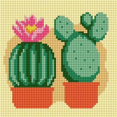 KIT CANEVAS SLOWCRAFT 26 X 26 CM - POTS CACTUS