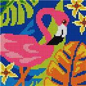 KIT CANEVAS SLOWCRAFT 26 X 26 CM - FLAMANT ROSE