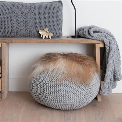 KIT POUF AU TRICOT ET AU CROCHET HOOOKED - GREY