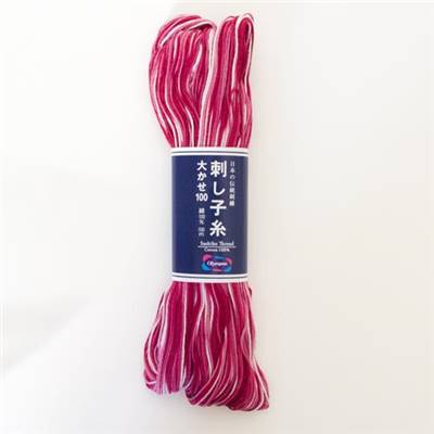 FIL SASHIKO MULTICOLORE - COL 152 - ROSE - LOT DE 3 ECH. DE 100 M