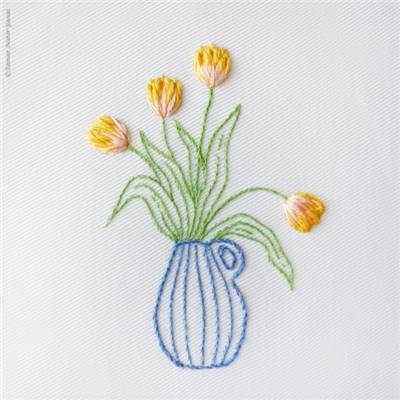 YELLOW TULIPS - KIT BRODERIE 16X16CM - TAMBOUR NON INCLUS - TAMAR NY