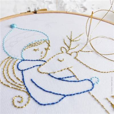 GOLDEN DEER - KIT BRODERIE 21X21CM - TAMBOUR NON INCLUS - TAMAR NY