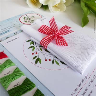 MISTLETOE - KIT BRODERIE 21X21CM - TAMBOUR NON INCLUS - TAMAR NY
