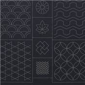 TISSU TSUMUGI A2009 NOIR IMPRIME -PANNEAU 61X108 CM -MINI 9 PANNEAUX