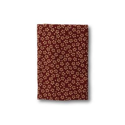 COUPON TISSU 50X55 JAP FLEURS FOND BORDEAUX