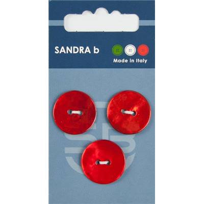 Carte 3 boutons Nacre 2 trous vernis brillant - 20,5 mm - Rouge