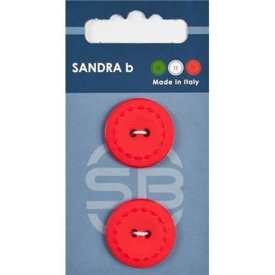 Carte 2 boutons nylon avec trous - 23 mm - Rouge