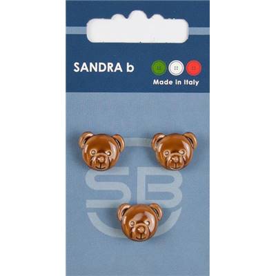 Carte 3 boutons nylon céramique à queue - 15 mm - Marron