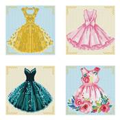 KIT BRODERIE DIAMANT MINI DOTZ - PARTY DRESSES - PACK 4 DESSINS