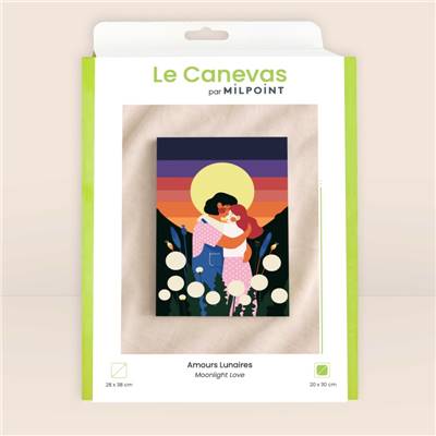 KIT CANEVAS COMPLET - DESSIN 20 X 30 CM - AMOURS LUNAIRES