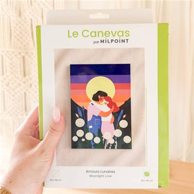KIT CANEVAS COMPLET - DESSIN 20 X 30 CM - AMOURS LUNAIRES