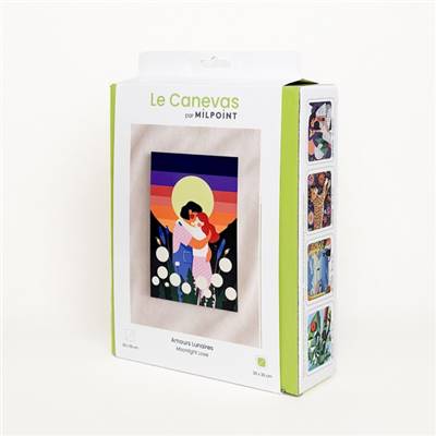 KIT CANEVAS COMPLET - DESSIN 20 X 30 CM - AMOURS LUNAIRES