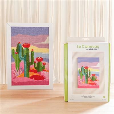 KIT CANEVAS COMPLET - DESSIN 20 X 30 CM - LE RIVAGE DES CACTUS