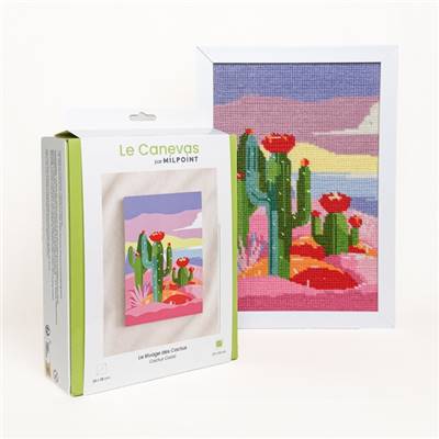 KIT CANEVAS COMPLET - DESSIN 20 X 30 CM - LE RIVAGE DES CACTUS
