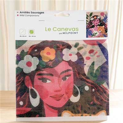 CANEVAS IMPRIME BLANC - DESSIN 30 X 40 CM - AMITIES SAUVAGES